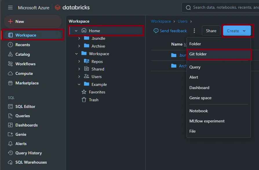 Navigate to the git folder menu